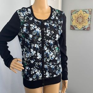 NWT NY&Co Black Long Sleeve Lace Floral Cardigan